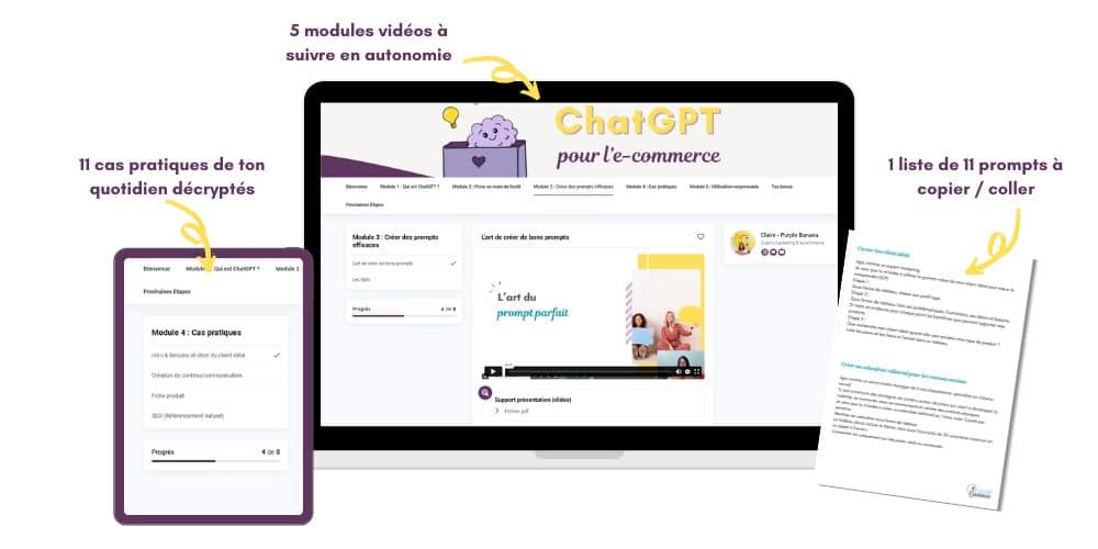 Contenu de la formation ChatGPT pour l'e-commerce